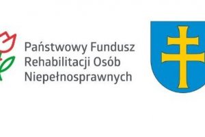 herb powiatu kieleckiego i logo Państwowego Funduszu Rehabilitacji Osób Niepełnosprawnych
