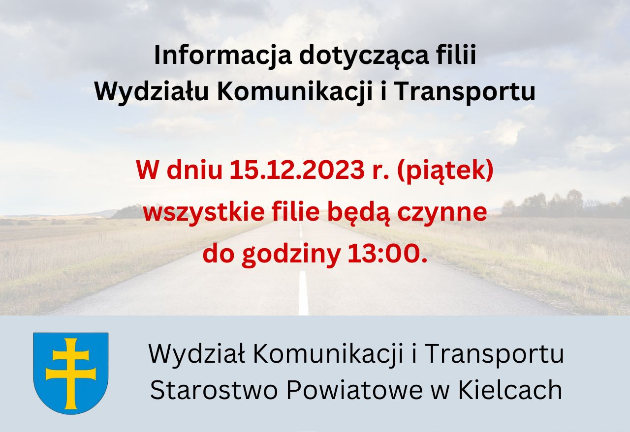 Informacja Wydziału Komunikacji i Transportu
