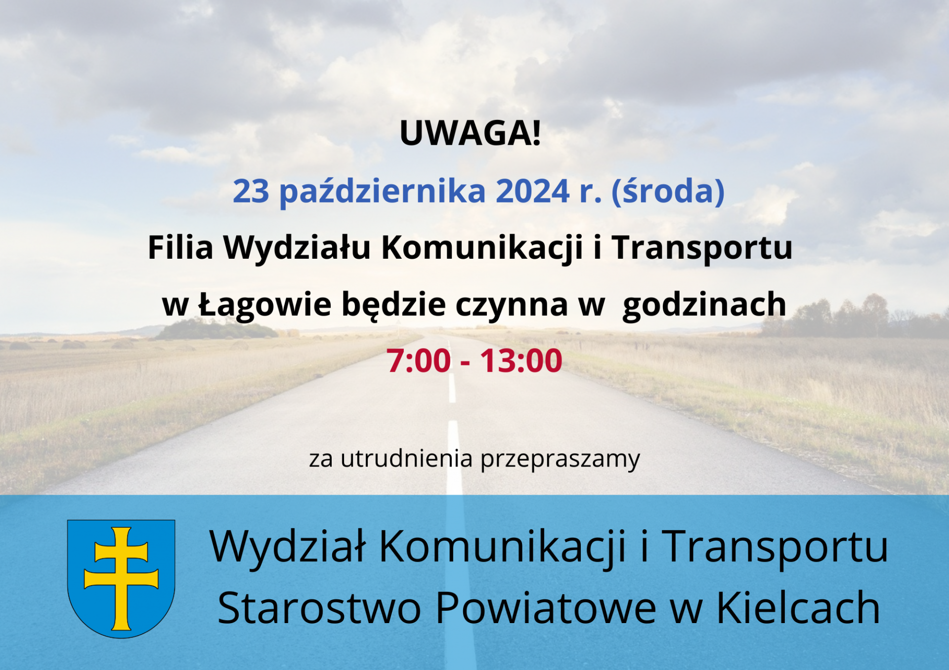 Filia WKiT w Łagowie - zmiana godzin obsługi (23.10.2024)